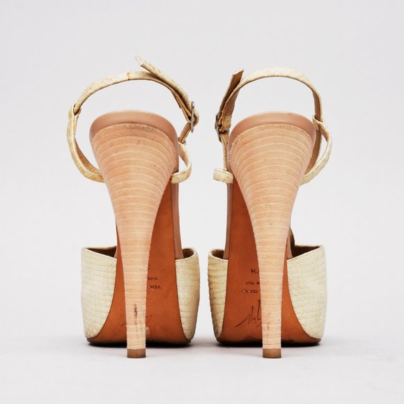 Giuseppe Zanotti Beige Snakeskin Leather Platform Heel - Picture 3 of 6